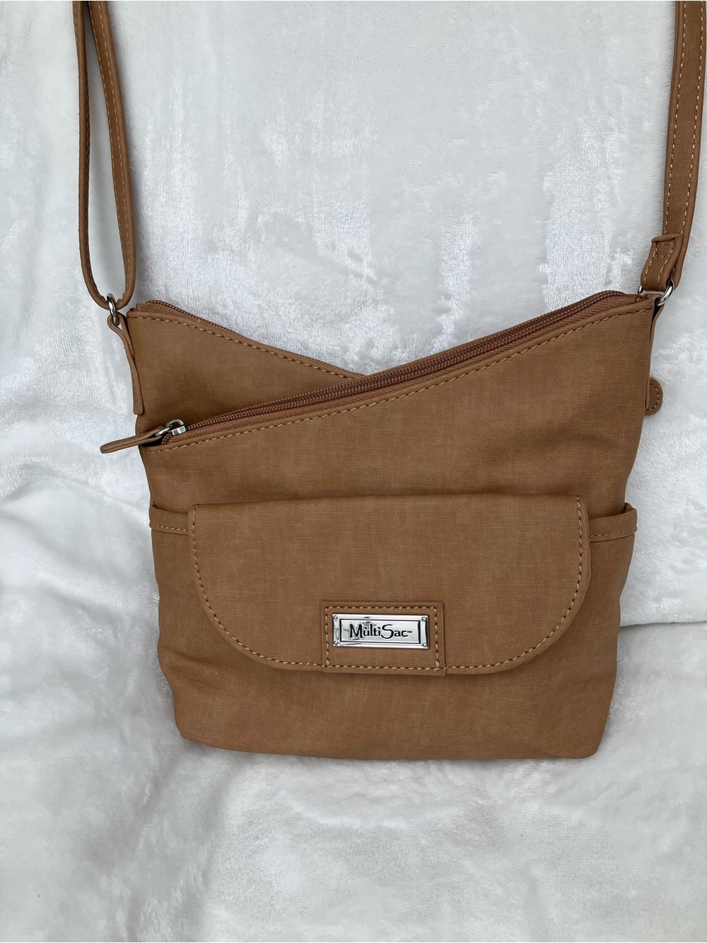 MultiSac Women's Tan Crossbody Bag with Front Flap Pocket